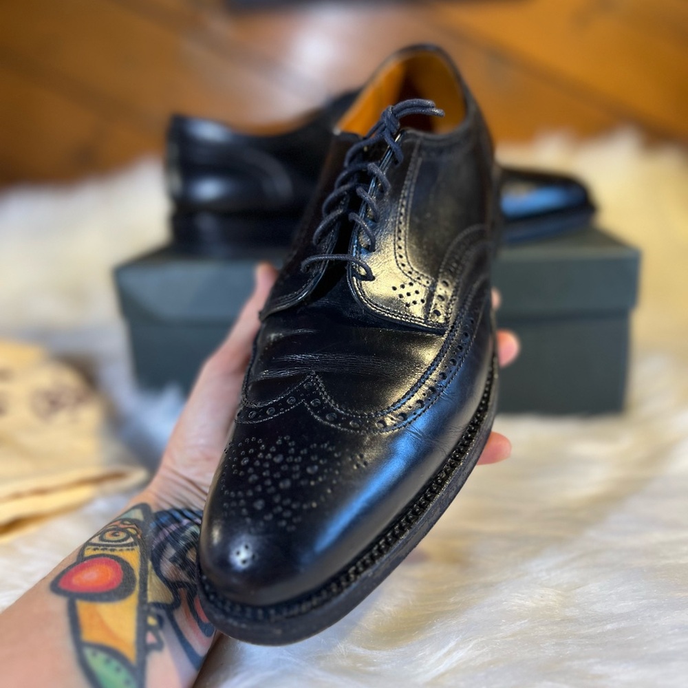 Alden Black Leather Wingtip Oxfords